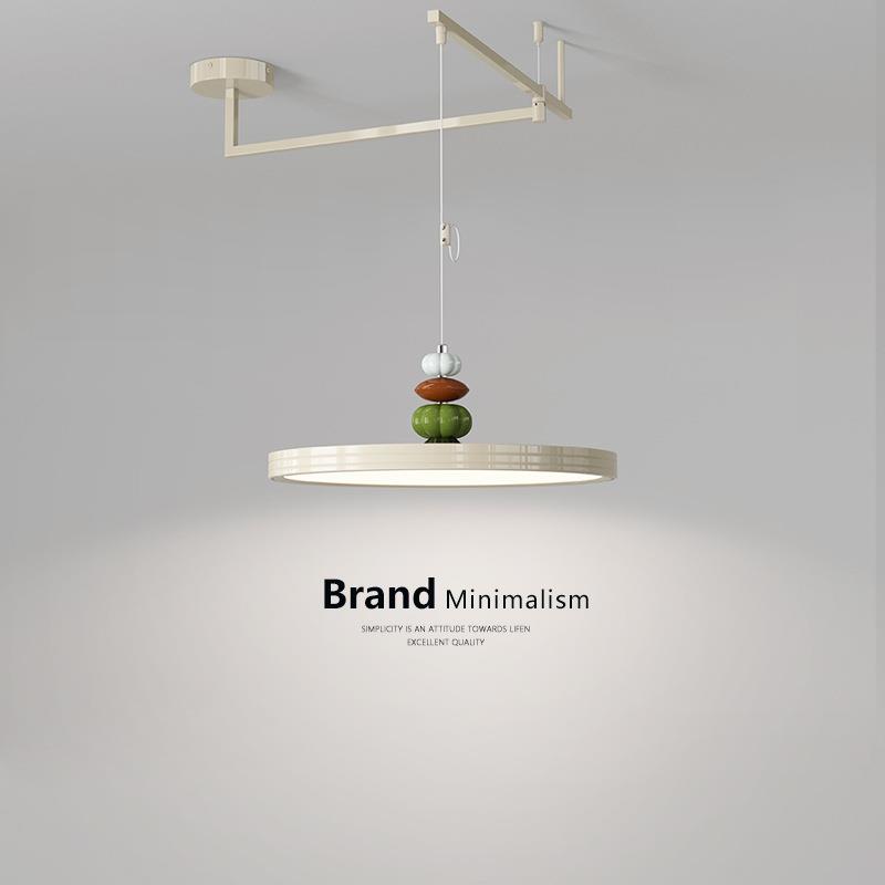 全光谱摇臂吊灯可移位飞碟餐厅灯餐桌家用高级感奶油风中山灯具