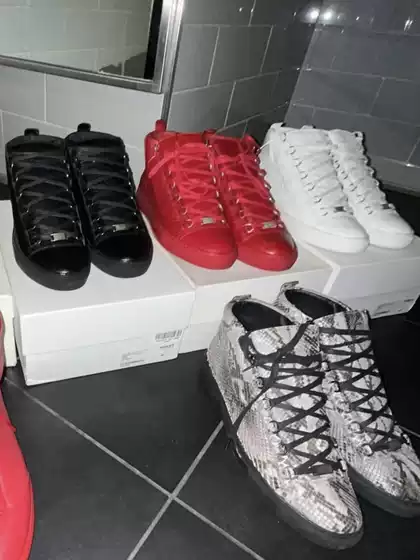 Opium Playboicarti Same Style Paris Arena Sneaker Patent Leather Wrinkled Leather High-Top Sneakers