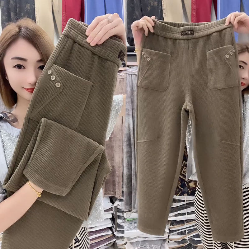 雪尼尔加厚哈伦裤女秋冬新款高腰休闲裤宽松显瘦卫裤百搭萝卜裤潮,女装/女士精品,休闲裤,淘宝优惠券,粉丝福利购,淘宝优惠卷