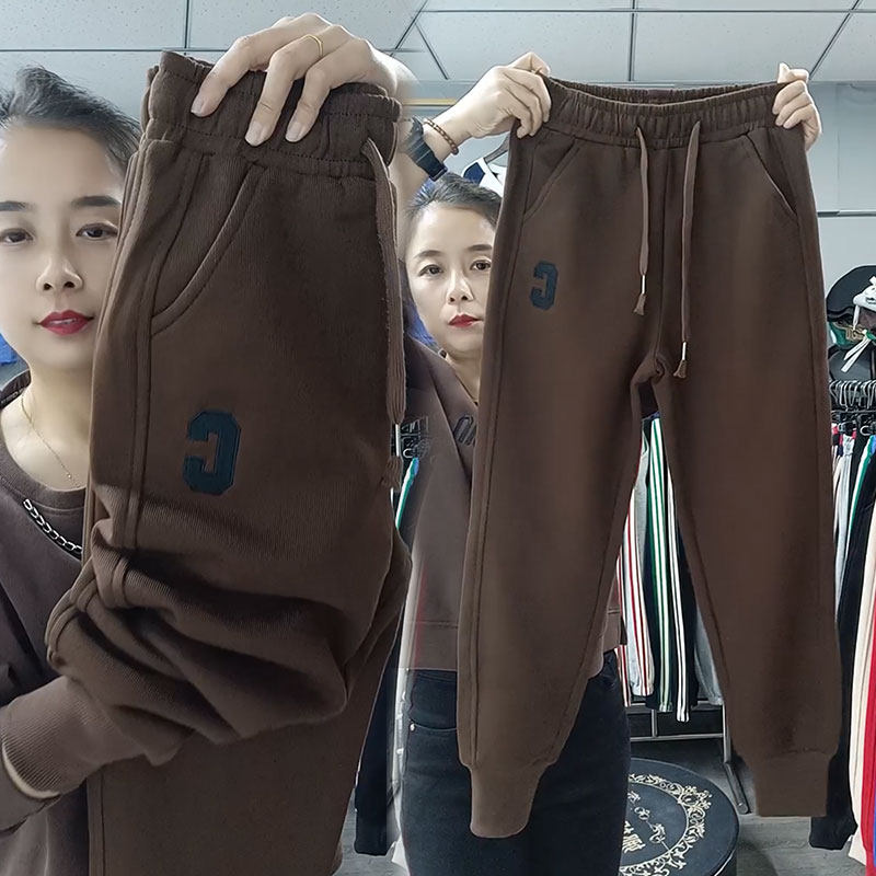2025冬季新款加绒加厚休闲裤女高腰宽松显瘦运动裤束脚百搭哈伦裤,女装/女士精品,休闲裤,淘宝优惠券,粉丝福利购,淘宝优惠卷