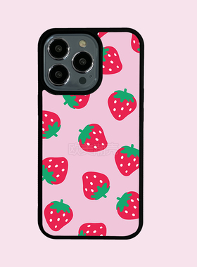iiphone16pro适用于苹果15promax/14欧美ins风可爱粉色草莓时尚手机壳13pro防摔保护套12/11