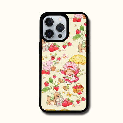 少女心16pro超火雨伞草莓女孩15plus防摔手机壳13pro背板金属细闪铝片12潮xr/78p/xs/11/xsmax/14pro酷