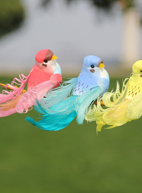 羽毛家居绿植工艺泡沫假鸟摆件