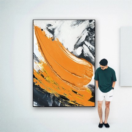 大芬油画村肌理画客厅装饰画玄关挂画现代简约抽象艺手绘艺术画