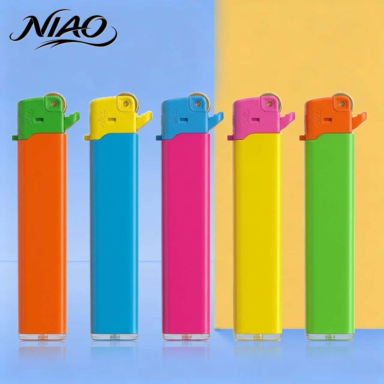 Niao打火机砂轮充气加厚创意个性一次性打火机长条明火印广告