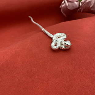 烤蓝绿眼纯银蛇簪女小众高级轻奢感冷清风送女友蛇形缠绕实心簪子