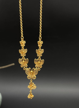 大银家足银镀金蝴蝶锁骨链女性