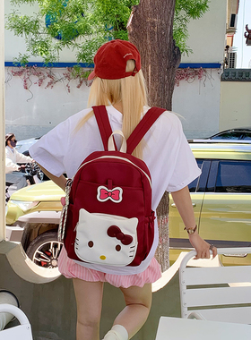 百搭双肩包女高级感撞色kitt背包女包休闲日常背包女包双肩包布包