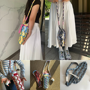 成品手工编织冰霸杯网兜袋子单肩环保网兜包大水杯奶茶杯套