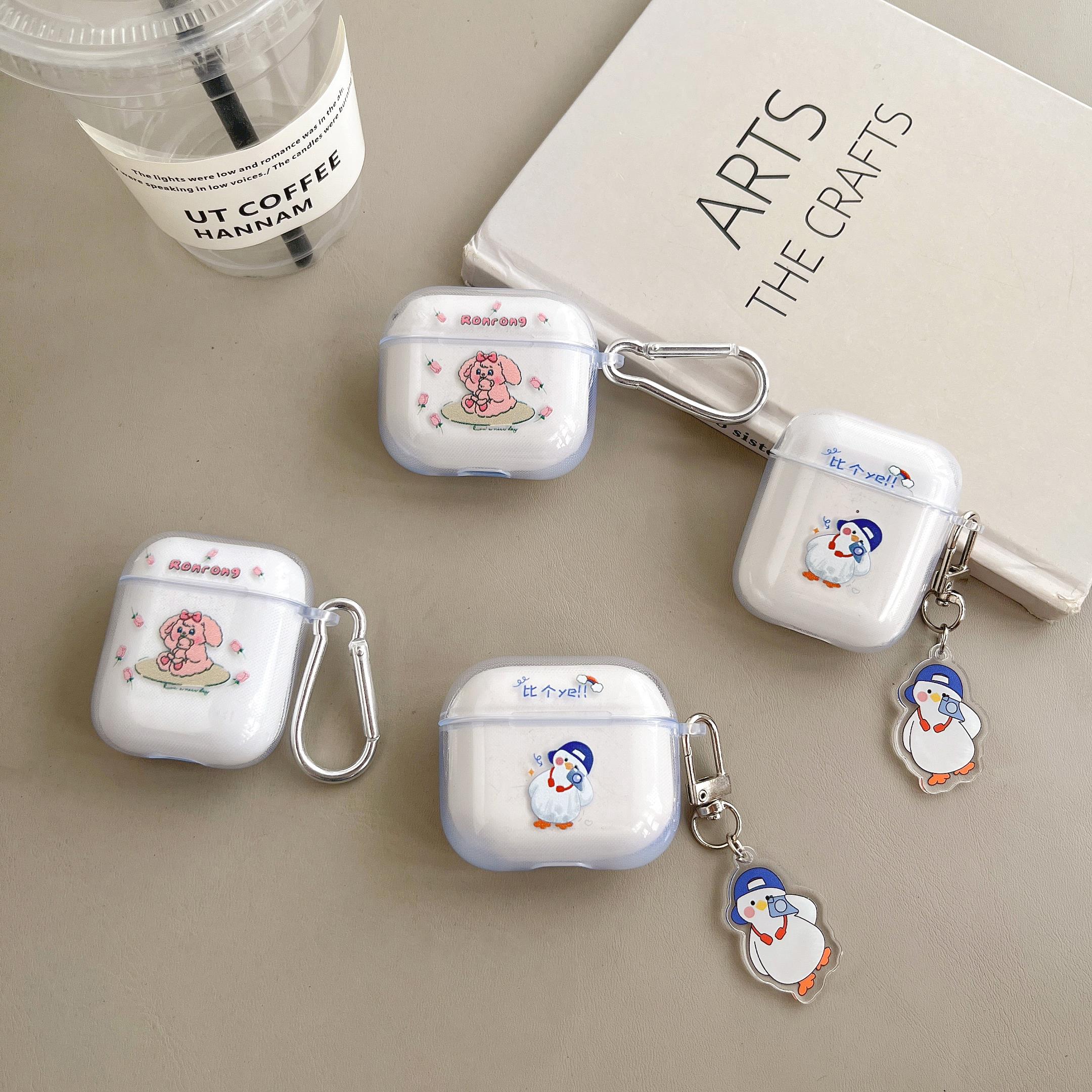 适用苹果airpodspro2保护套airpods3保护壳无线2蓝牙ipod盒Pro一二三代高级透明硅胶超薄ins兔子少女萌物挂件