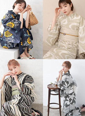 日本和服浴衣女传统款式高级棉麻质地日本旅游写真和服浴衣YUKATA