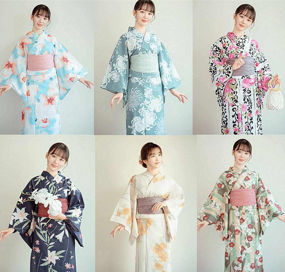 日本和服浴衣女 传统款式高级纯棉质地日本旅游写真和服外贸原单