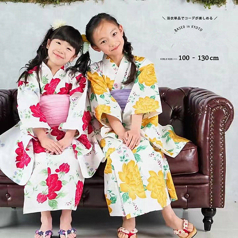 日本儿童和服浴衣女 传统款式 纯棉面料 日系童装拍摄服饰