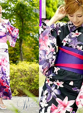日本和服浴衣女传统款式高级全棉对花日本旅游写真和服浴衣YUKATA
