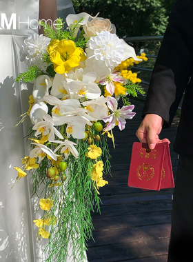 超大束手棒花瀑布垂感花束结婚