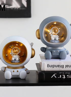 北欧风创意宇航员玄关钥匙收纳摆件家居客厅N儿童房间小夜灯装饰