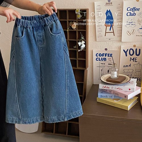 女童牛仔裤2025秋冬新款加绒裤子