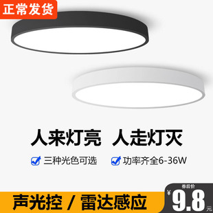led智能感应吸顶灯声控雷达人体入户玄关过道走廊楼梯车库感应灯