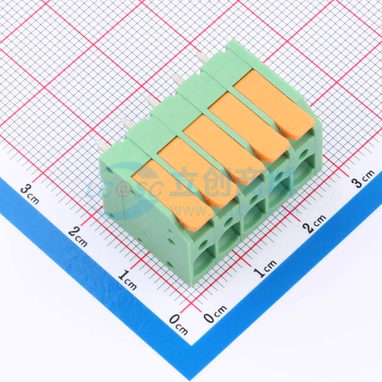 弹簧式接线端子 KF208V-5.0-5P 插件,P=5mm 1x5P电子元件BOM可配