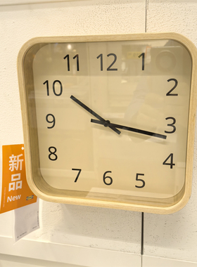 宜家SKOGSSVALA斯考瓦拉挂钟橡木贴面装饰挂钟北欧简约风国内代购