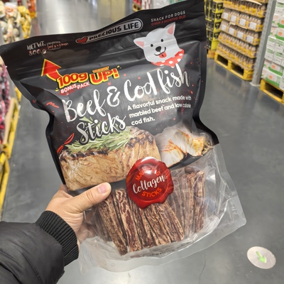 山姆代购PRECIOUS LIFE成犬宠物零食牛肉鳕鱼条800g狗狗吃用肉干