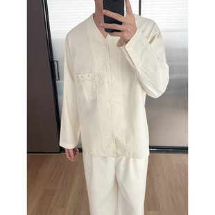 SDR Joyable“英式早餐天丝棉麻男女同款刺绣茶杯家居服套装Week4