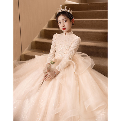 艺考模特礼服女童连衣裙秋冬新款