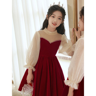 儿童礼服女童连衣裙秋冬新款女孩中大童走秀公主裙生日宴会演出服