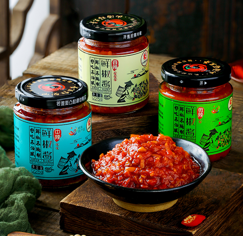 山海好兄弟鲜椒酱威海乳山特产辣椒酱下饭拌饭面剁椒酱蒜蓉酱225g