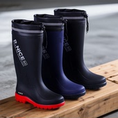 百搭男靴简约四季 柔软晴雨鞋 男雨靴中帮洗车韩版 男雨鞋 加棉防水鞋