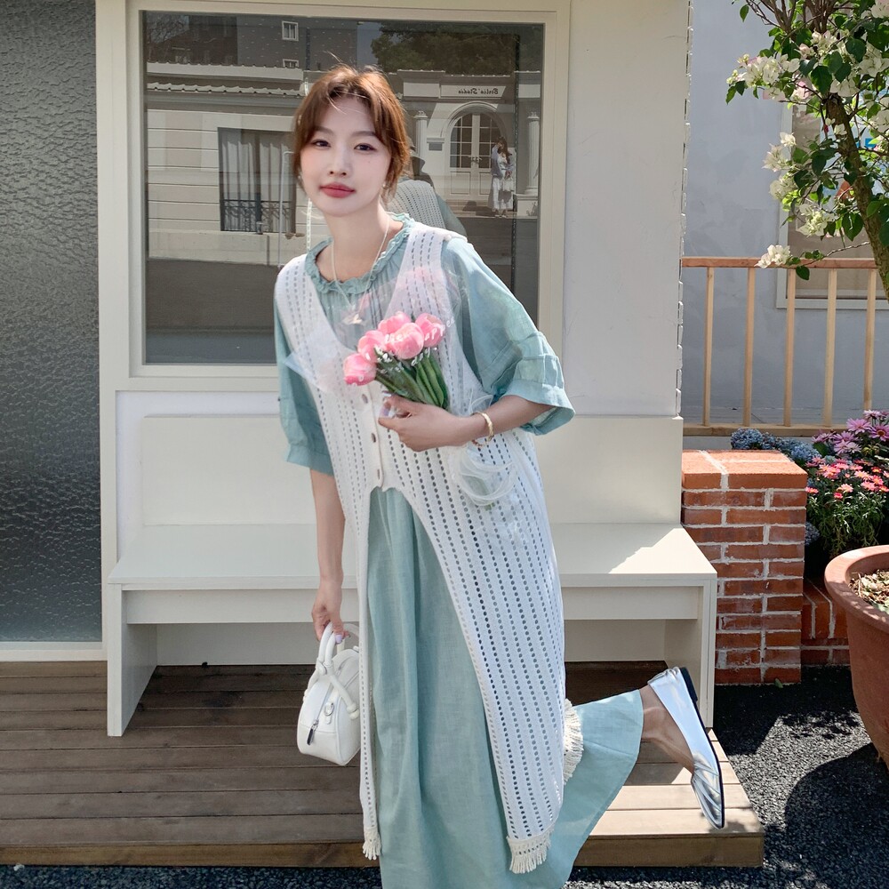大货已出叠穿棉麻连衣裙两件套2C525-Q530-P175-K248,女装套装/套裙,柒柒家