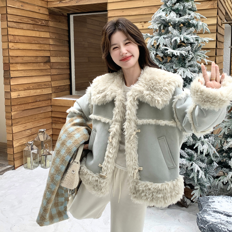 新款图大货已出皮毛一体短外套275-W751-P225-K328，女装皮草，柒柒家