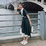 主推大货已出墨绿色法式长裙连衣裙087-Q146-P115-K168，女装连衣裙，柒柒家
