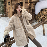 新款图大货已出皮毛一体针织拼接连帽外套275-W184-P195-K298，女装棉衣/棉服，柒柒家