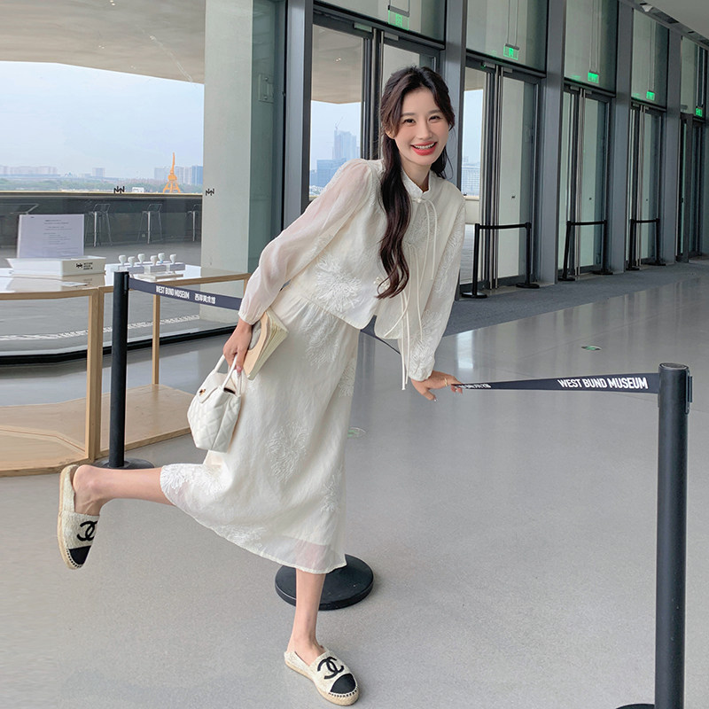 现货长袖大货新中式盘扣刺绣2件套套装275-Q270-P145-K198,女装套装/套裙,柒柒家