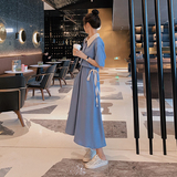 大货已出长款拼色法式连衣裙087-Q102-P105-P158，女装连衣裙，柒柒家