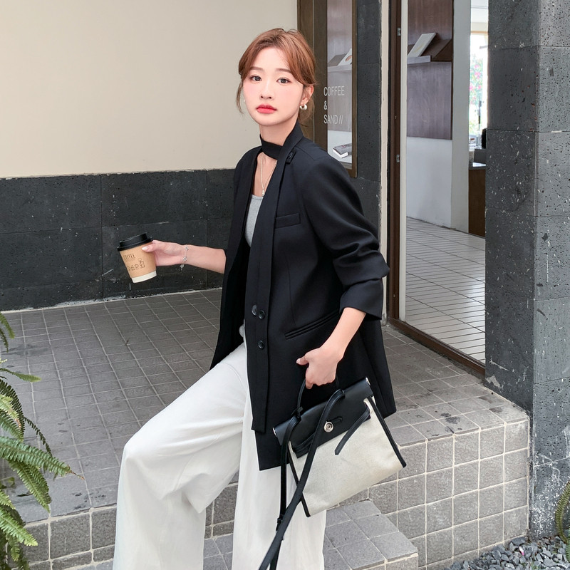 新款图大货已出送飘带拼接西装外套275-W697-P155-K228,女装西装,柒柒家