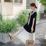 法式气质蕾丝拼接无袖连衣裙女2025夏季新款高级感时尚显瘦背心裙，商品下架区，柒柒家