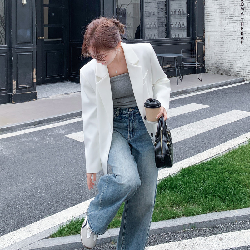 新款图大货白色西装外套275-W805-P145-K238,女装西装,柒柒家