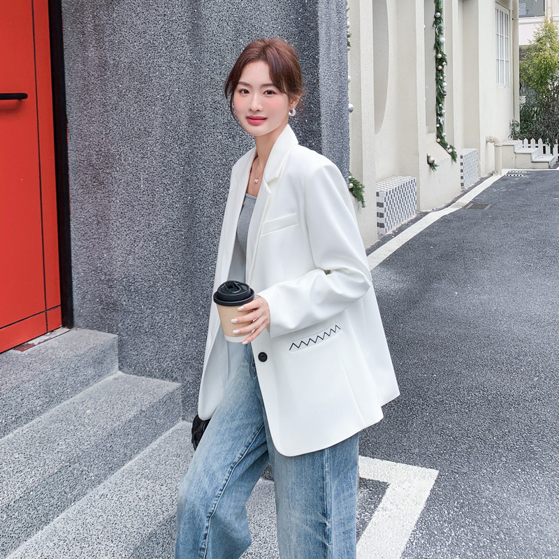 新款图大货白色西装外套275-W805-P145-K238，女装西装，柒柒家