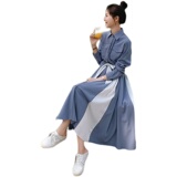 主推款大货已出拼色长款连衣裙法式长裙087-Q119-P115-K168，女装连衣裙，柒柒家
