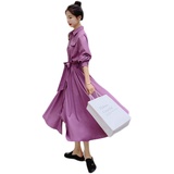 主推款大货已出长款法式紫色连衣裙087-Q120-P115-K168，女装连衣裙，柒柒家