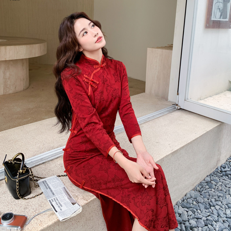 新款图大货已出新中式旗袍连衣裙275-Q706-P175-K248，女装汉服/婚纱/旗袍/礼服，柒柒家