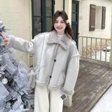 新款好数据大货图仿皮毛一体外套送包包087-W183-P195-K278，女装毛呢外套，柒柒家