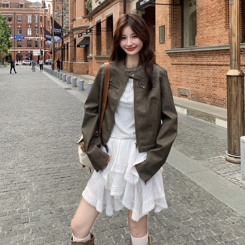 新款大货已出擦皮小皮衣外套275-W660-P155-K228，女装皮衣，柒柒家