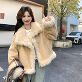 新款图大货已出皮毛一体短外套仿皮草275-W777-p225-k328，女装皮草，柒柒家