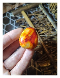 玛丽艳艳红皮有多艳，熟透的羊尾巴油，来自新疆玛丽艳老河道籽料