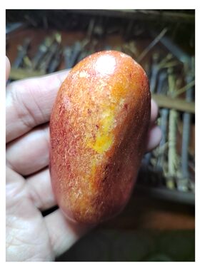 鸡蛋卵幕皮鸡油黄黄玉籽料原石，密度2.97，大自然天然之作。保真