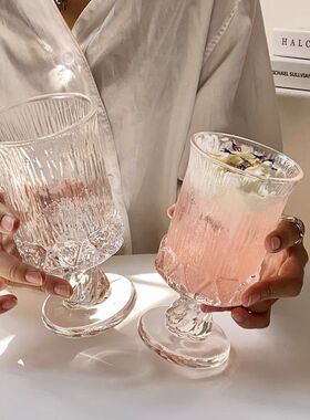 水杯女生高颜值精致高级感ins玻璃杯高颜值酒杯家用果汁高脚气泡