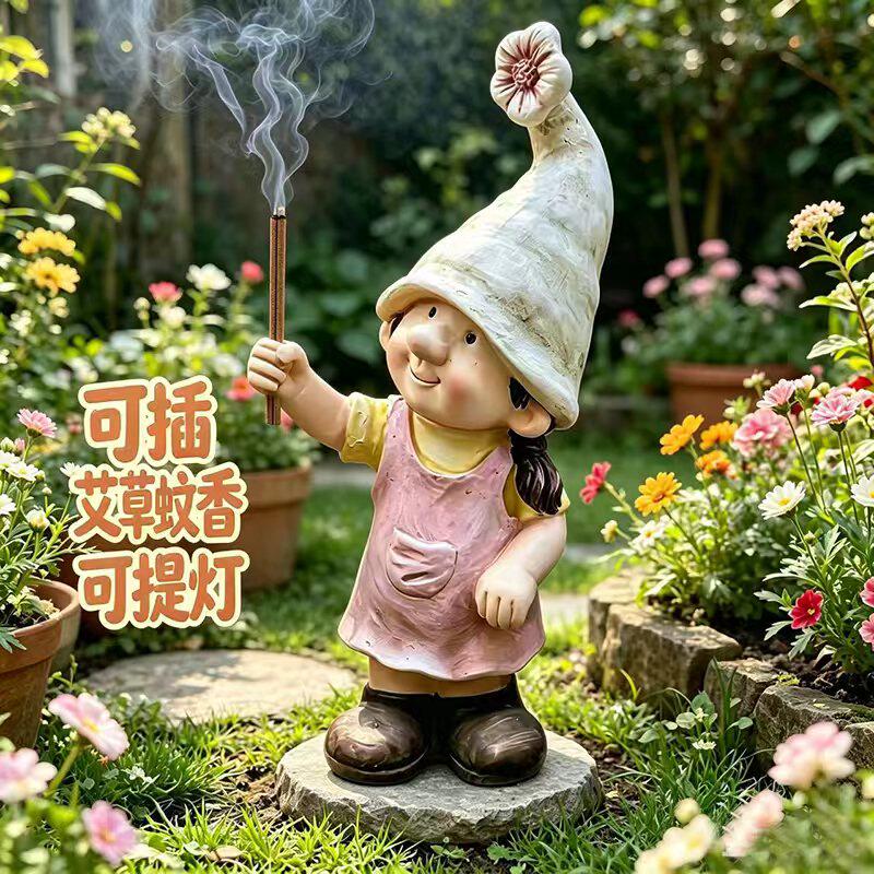 花仙子拿蚊香盘插香驱蚊器桌面花园摆件庭院装饰阳台布置女孩精灵